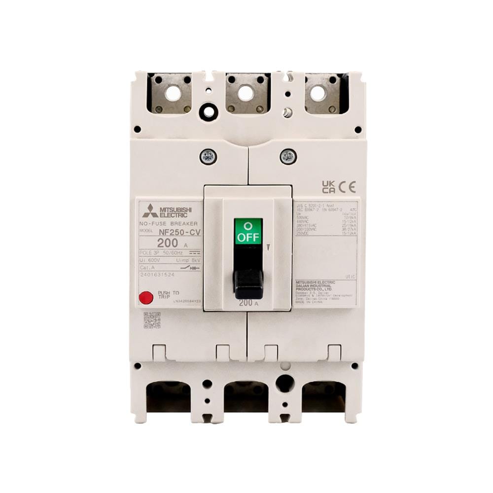 เซอร์กิตเบรกเกอร์ 3 โพล 3 เฟส MITSUBISHI NF250CV 200 แอมป์ 18 KA 380V