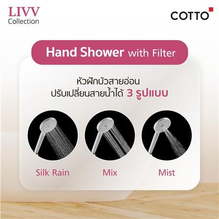 หัวฝักบัวสายอ่อน 3 ระดับ COTTO ZH031V(HM)_3