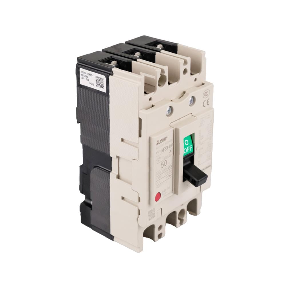 เซอร์กิตเบรกเกอร์ 3 โพล 3 เฟส MITSUBISHI NF63HV 50 แอมป์ 10 KA 380 โวลต์