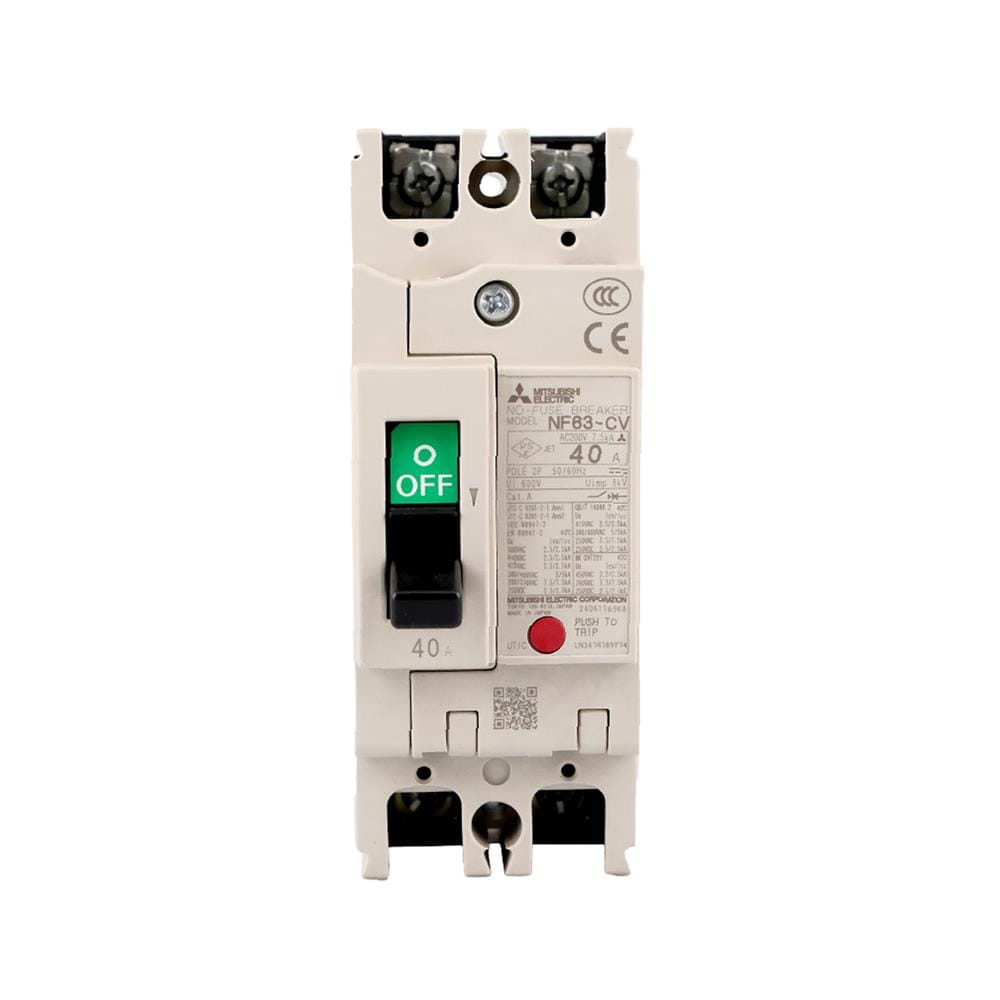 เซอร์กิตเบรกเกอร์ 2 โพล 1 เฟส MITSUBISHI NF63CV 40 แอมป์ 7.5 KA 230 โวลต์