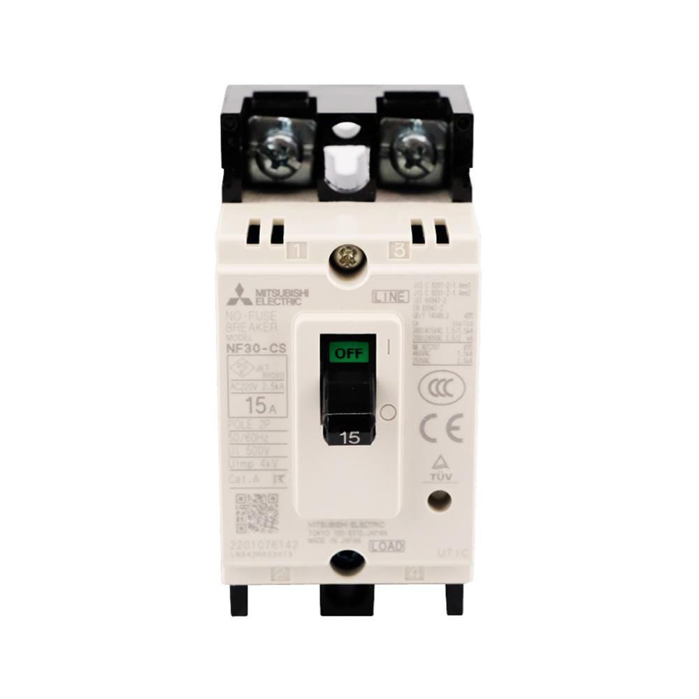 เซอร์กิตเบรกเกอร์ 2 โพล 1 เฟส MITSUBISH NF30CS 15 แอมป์ 2.5 KA 220 โวลต์