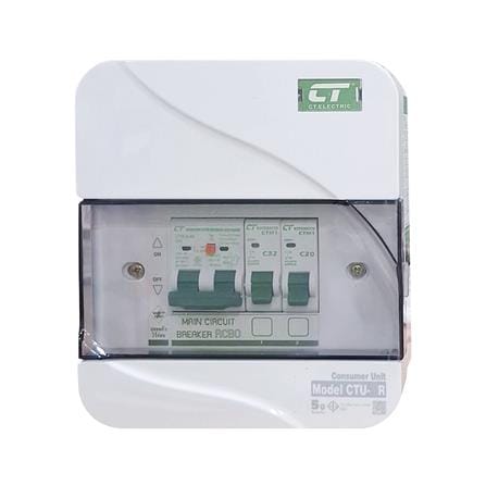 ตู้คอนซูมเมอร์ยูนิต 2 ช่อง พร้อมกันไฟรั่ว/ไฟดูด CT ELECTRIC CTU-2R 50 แอมป์  สีขาว_0