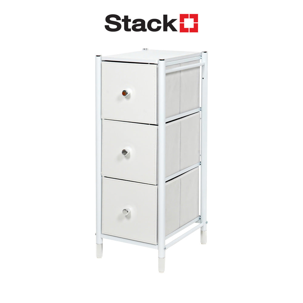 ชั้นลิ้นชักหนัง 3 ชั้น STACKO LUZZO 29X35X77.3 ซม. สีขาว