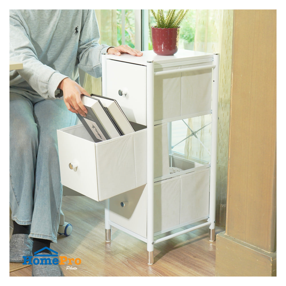 ชั้นลิ้นชักหนัง 3 ชั้น STACKO LUZZO 29X35X77.3 ซม. สีขาว