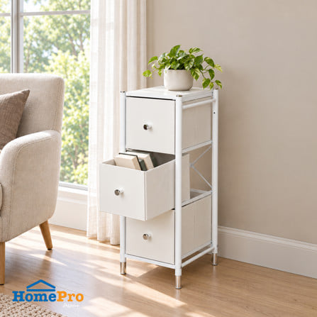 ชั้นลิ้นชักหนัง 3 ชั้น STACKO LUZZO 29X35X77.3 ซม. สีขาว_0