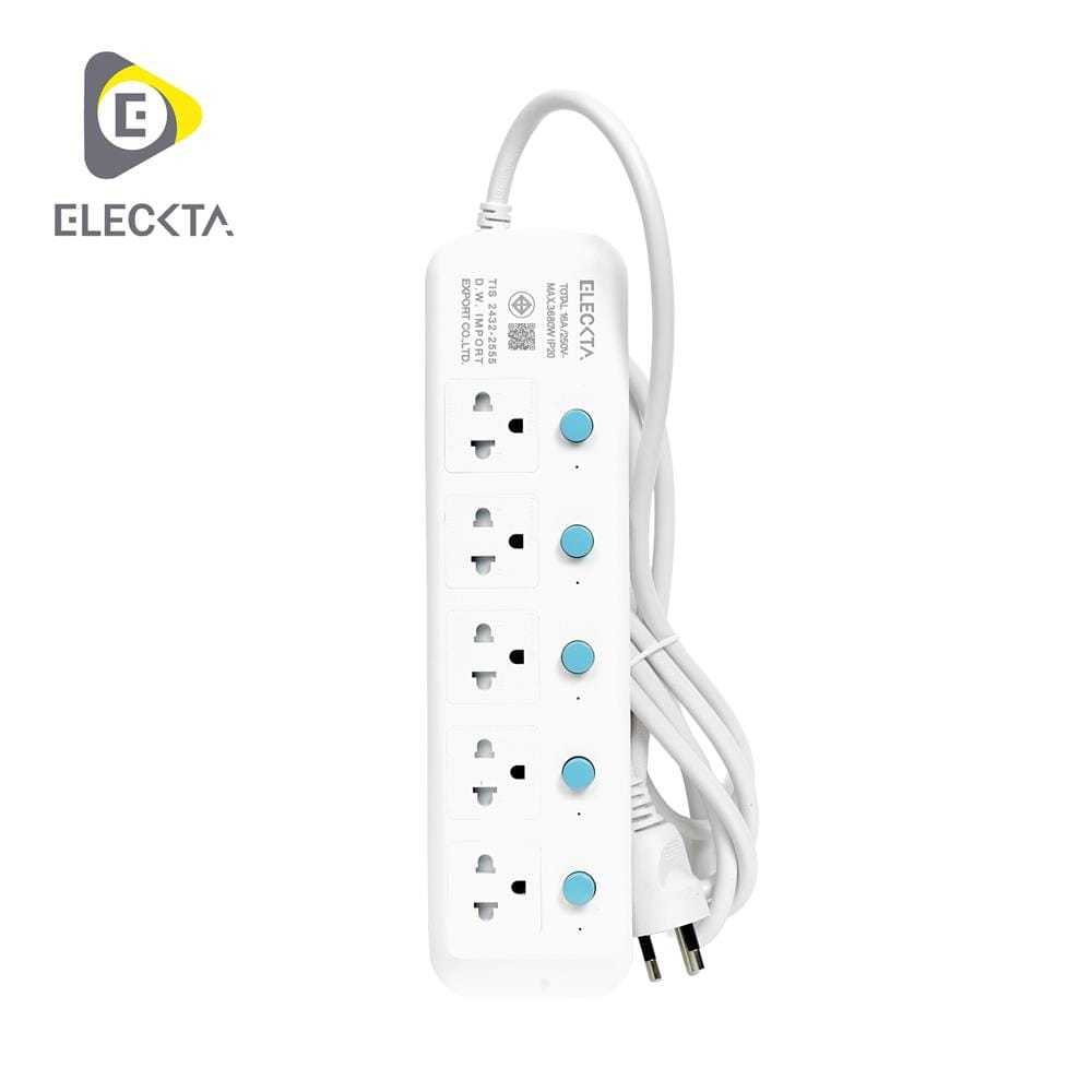รางปลั๊กไฟ 5 ช่อง 5 สวิตซ์ ELECKTA 815 16 แอมป์ 3 ม._1