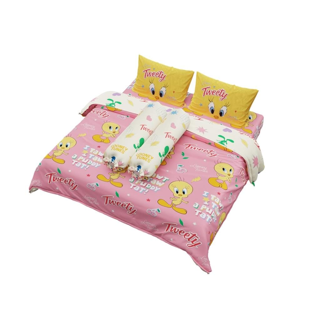 ชุดผ้าปูที่นอน 5 ฟุต (ชุด 6 ชิ้น) PREMIER SATIN TWEETYS FJ007