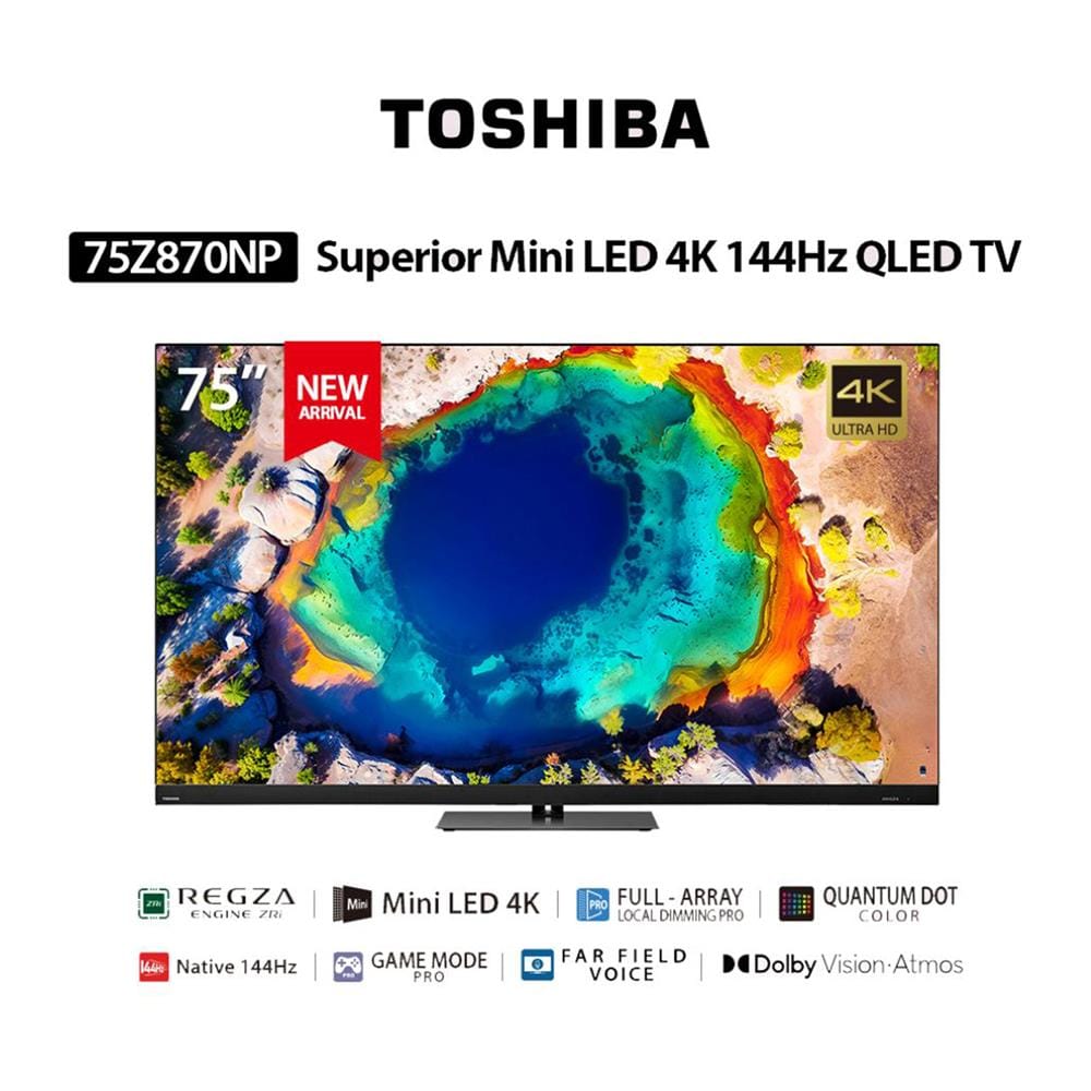 มินิแอลอีดีทีวี 75 นิ้ว TOSHIBA (4K, MINI LED, VIDAA) 75Z870NP