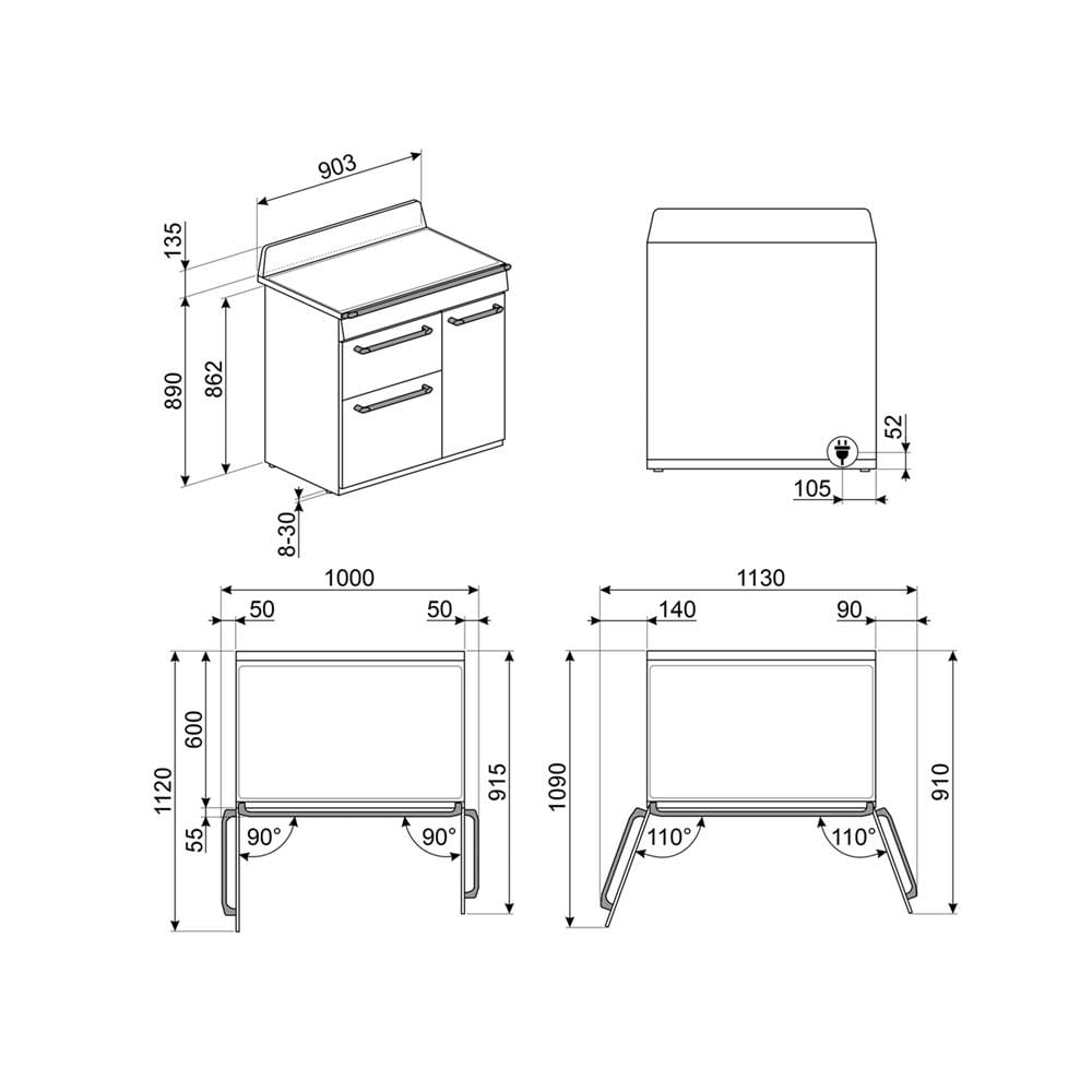 เตาปรุงอาหารเพลท SMEG TR93IP2