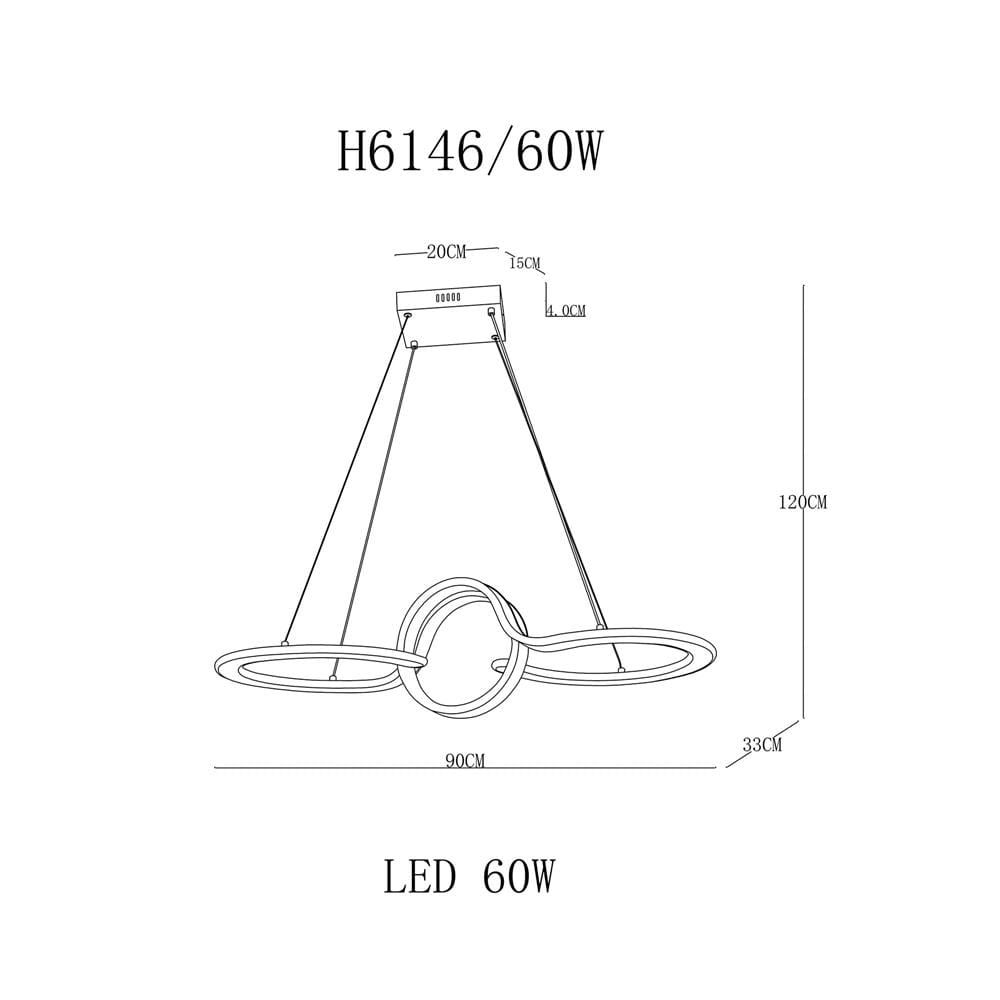 ไฟช่อ LED CARINI H6146 60 วัตต์ DAYLIGHT/COOL WHITE/WARM WHITE สีขาว/เงิน 1 หัว