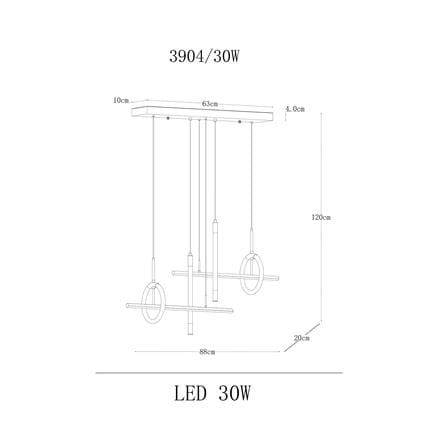 ไฟช่อ LED CARINI 3904 30 วัตต์ DAYLIGHT/COOL WHITE/WARM WHITE สีทอง/ขาว 4 หัว_4