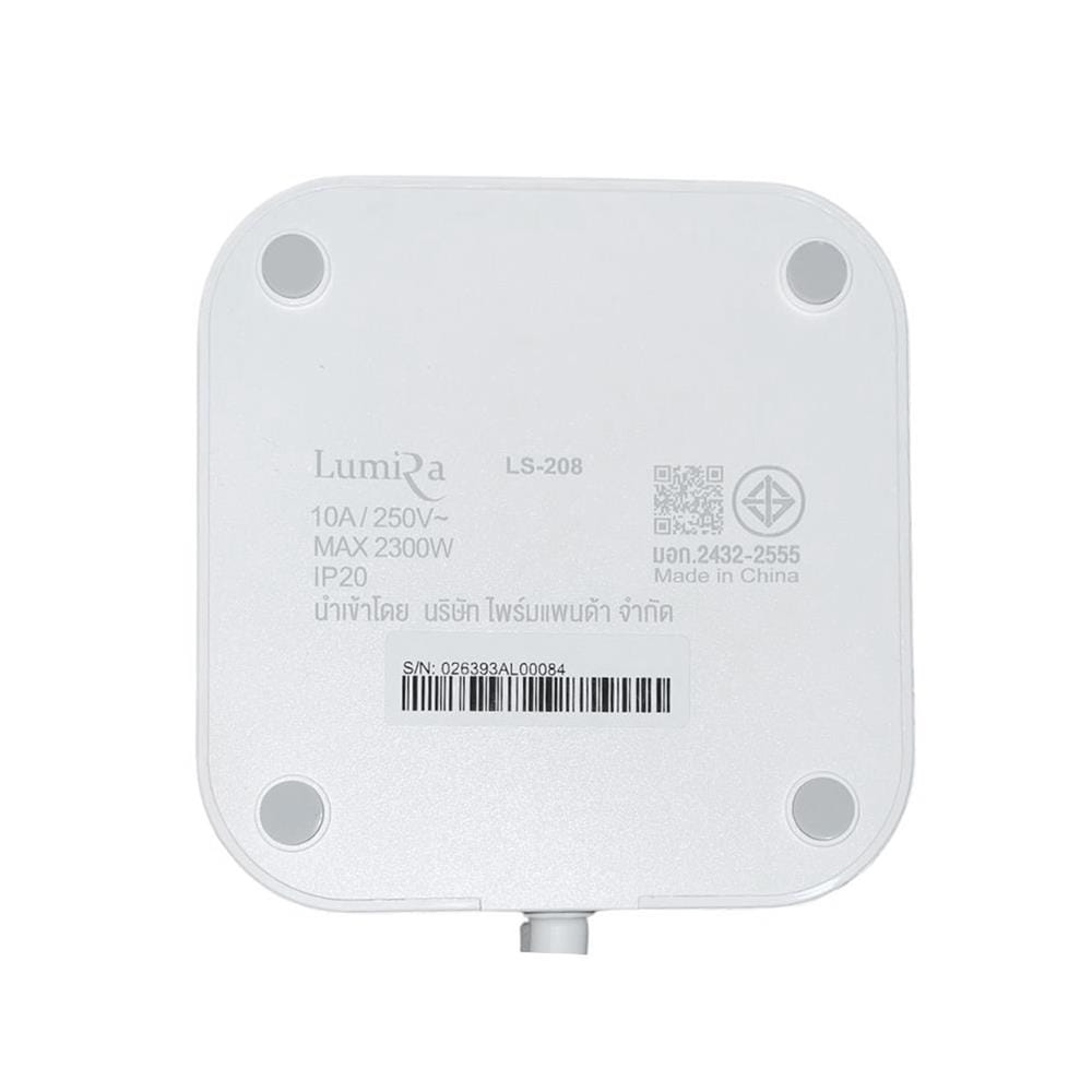 รางปลั๊กไฟทาวเวอร์ 8 ช่อง 4 สวิตซ์ 3USB/3USB-C LUMIRA LS-208 3 ม. สีขาว