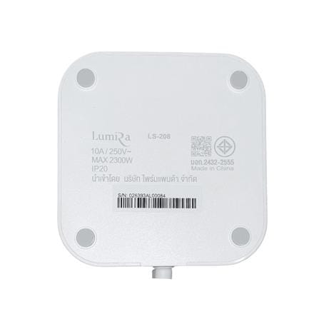 รางปลั๊กไฟทาวเวอร์ 8 ช่อง 4 สวิตซ์ 3USB/3USB-C LUMIRA LS-208 3 ม. สีขาว_6