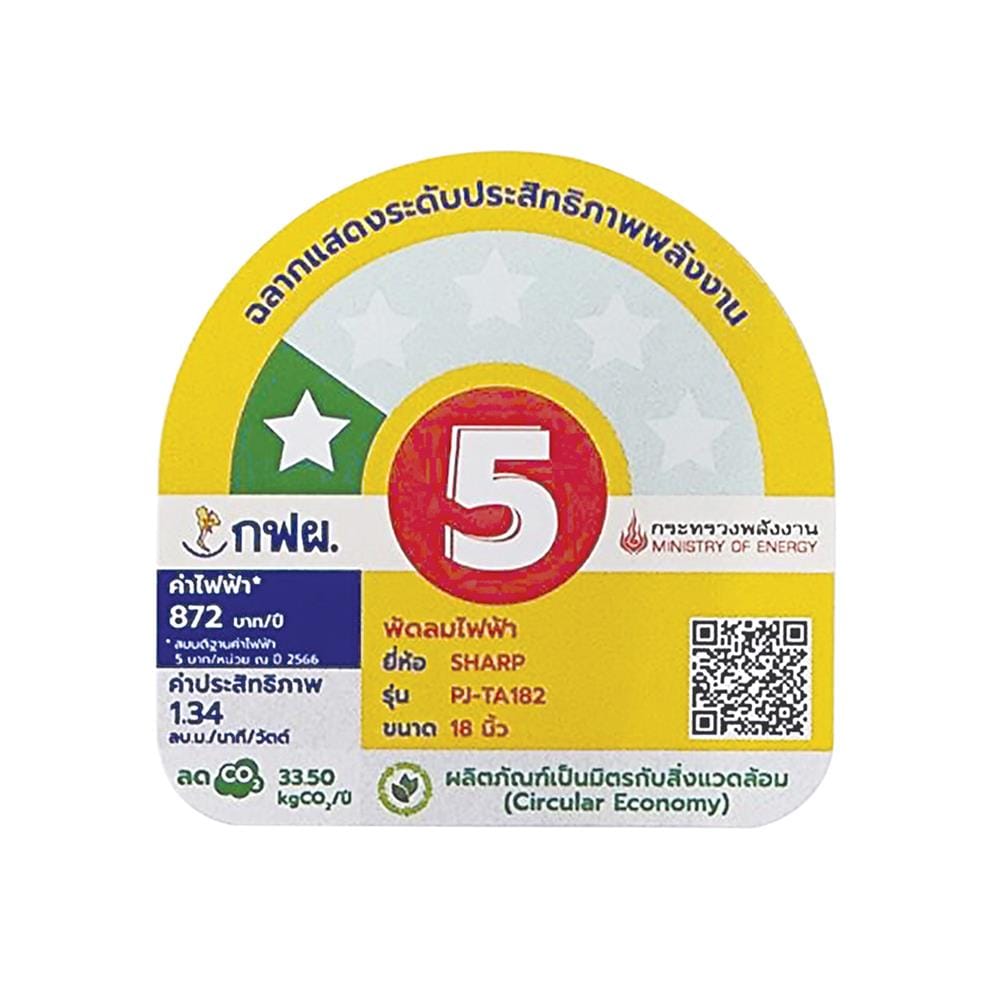 พัดลมตั้งโต๊ะ 18 นิ้ว SHARP PJ-TA182MC สีเขียวอ่อน