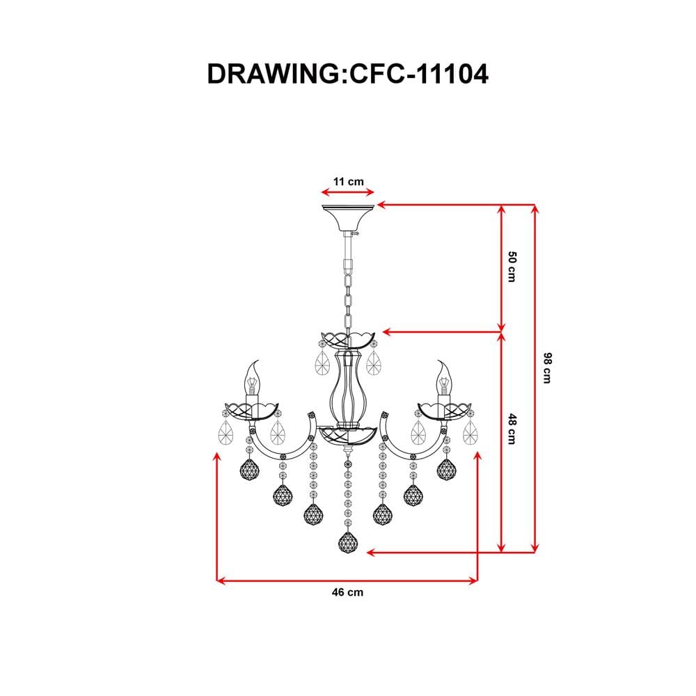 ไฟช่อ EVL CFC-11104 สีทอง/ใส 5 หัว