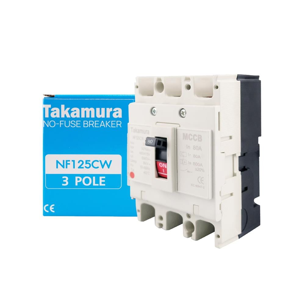 เซอร์กิตเบรกเกอร์ 3 โพล 3 เฟส TAKAMURA TNF125CW 80 แอมป์ 10 KA 380V