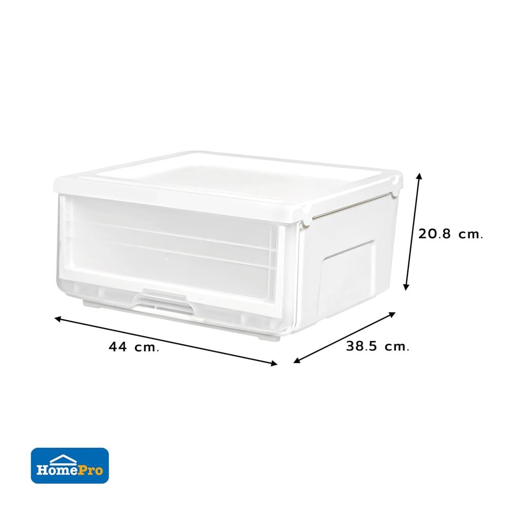 กล่องลิ้นชัก STACKO YUMI SIZE L 44X38.5X20.8 ซม. สีขาว