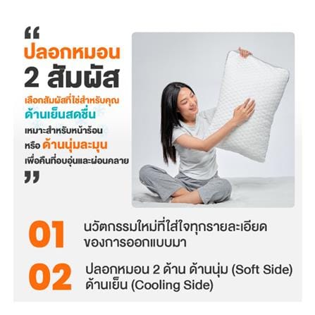 หมอนสุขภาพ เมมโมรี่โฟม ERGOTREND SOFTPLUS GEN2 46x66 ซม. สี WHITE/BLUE_2