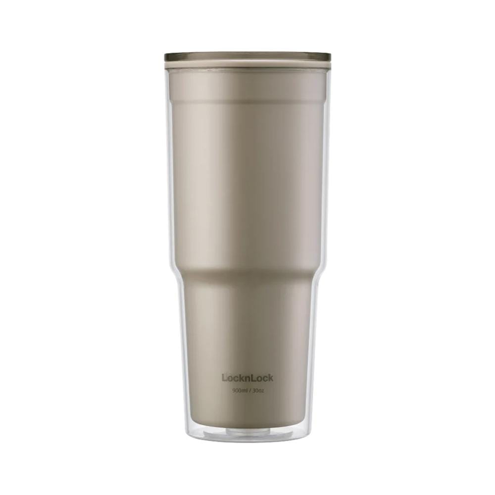 แก้วน้ำพลาสติก 900 มล. LOCKNLOCK DOUBLEWALL COLD CUP สีเบจ