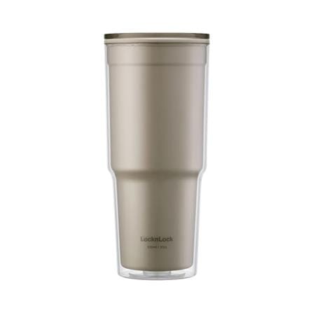 แก้วน้ำพลาสติก 900 มล. LOCKNLOCK DOUBLEWALL COLD CUP สีเบจ_0