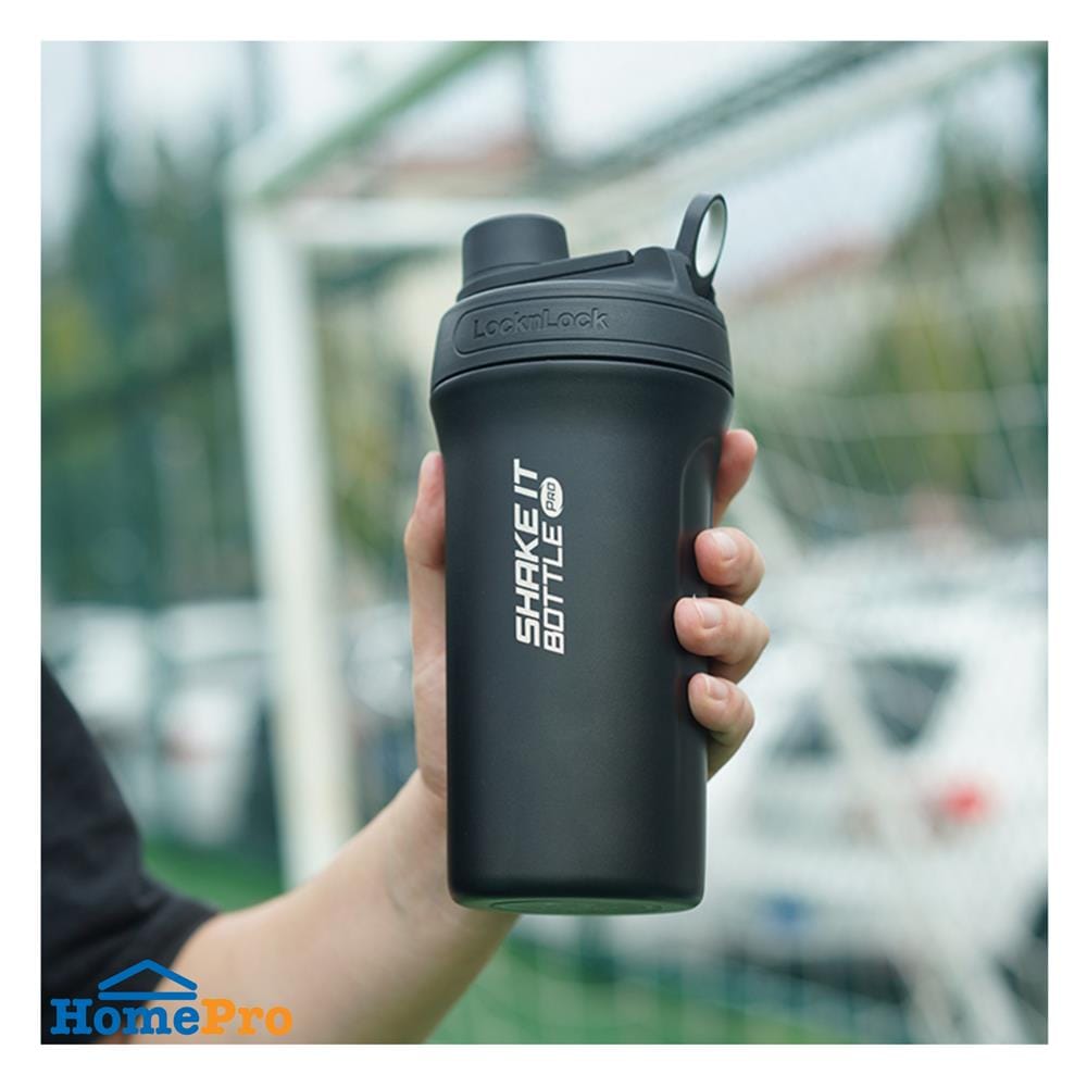 กระติกสุญญากาศ 0.65 ลิตร LOCKNLOCK SHAKE IT BOTTLE PRO STAINLESS สีดำ