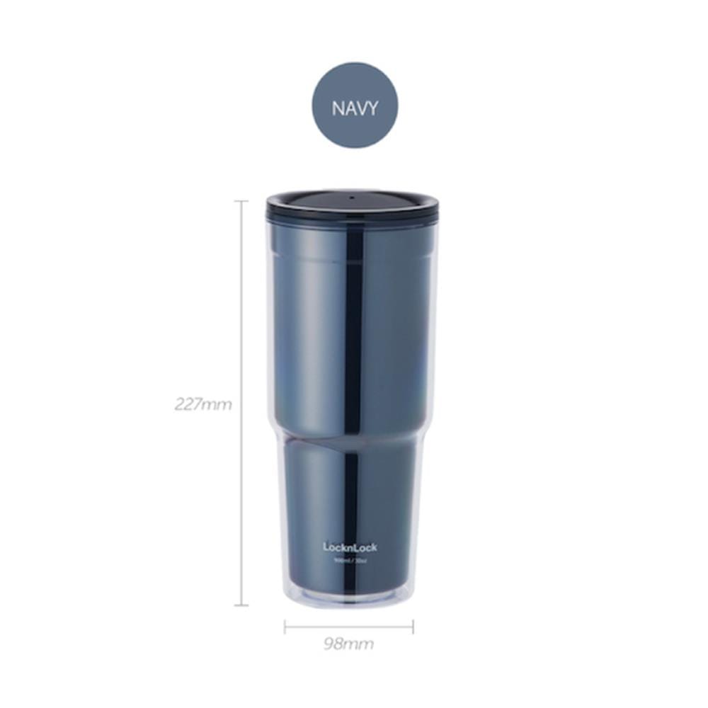 แก้วน้ำพลาสติก 900 มล. LOCKNLOCK DOUBLEWALL COLD CUP สีน้ำเงิน