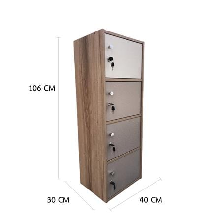 ตู้ล็อกเกอร์ 4 ช่อง FURDINI FINE 40 ซม. ลายไม้/ครีมขาวผ้า_8