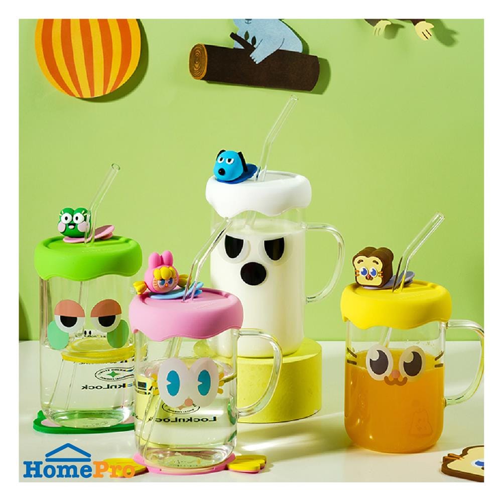 แก้วน้ำ 500 มล. LOCKNLOCK CAFE GLASS BOTTLE สีชมพู