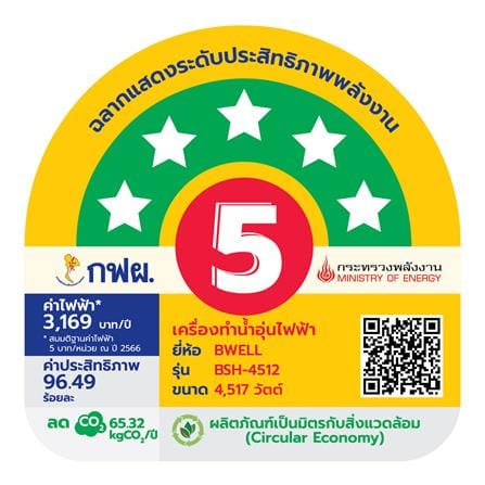 เครื่องทำน้ำอุ่น BWELL FELIX 4500 วัตต์ สีขาว/ดำ_5