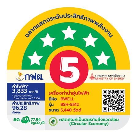 เครื่องทำน้ำอุ่น BWELL FELIX 5500 วัตต์ สีขาว/ดำ_5
