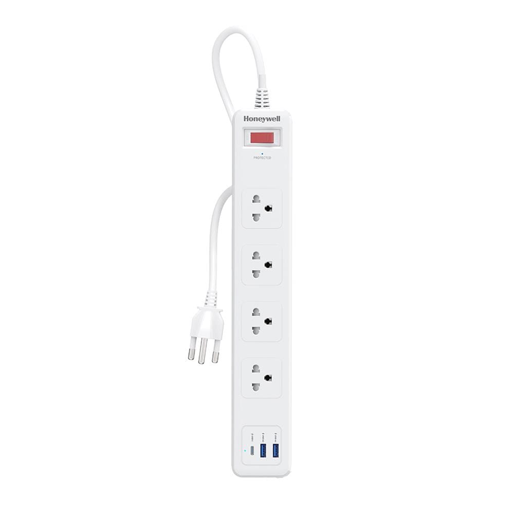 ปลั๊กป้องกันไฟกระชาก 4 ช่อง 2 USB 1 PD HONEYWELL