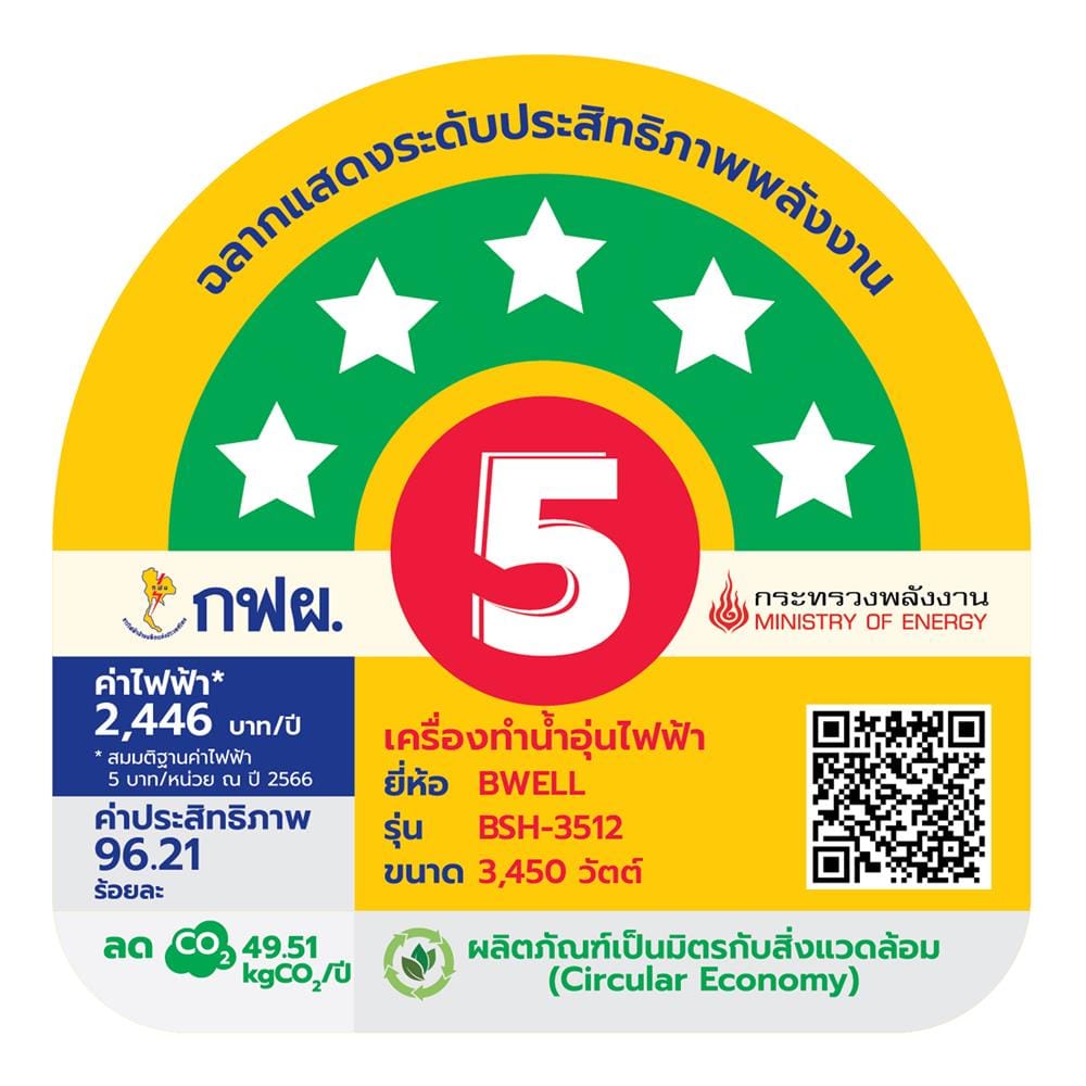 เครื่องทำน้ำอุ่น BWELL FELIX 3500 วัตต์ สีขาว/ดำ