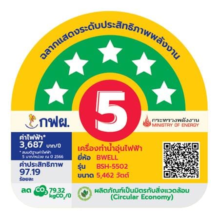 เครื่องทำน้ำอุ่น BWELL ELKA 5500 วัตต์ สีดำ_5