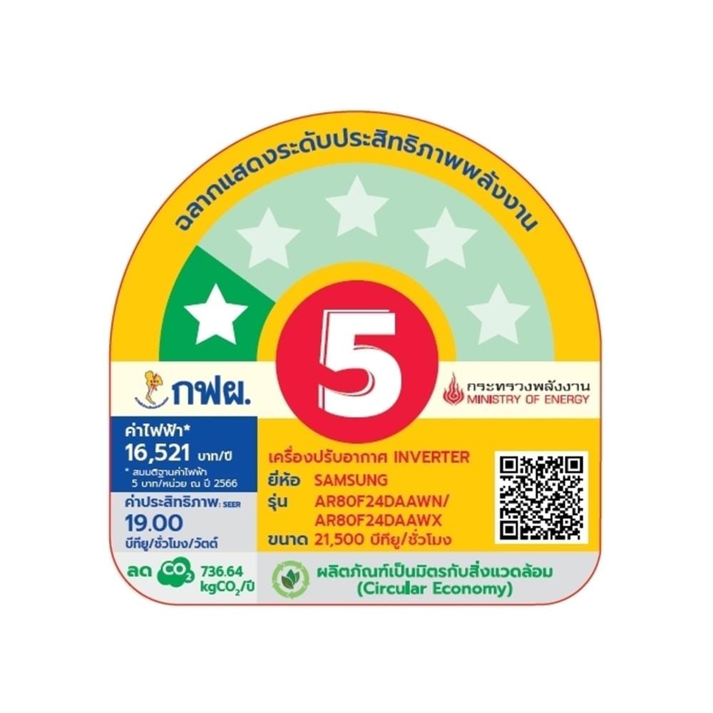 แอร์ผนัง SAMSUNG AR80F24DAAWNST 21500 บีทียู อินเวอร์เตอร์