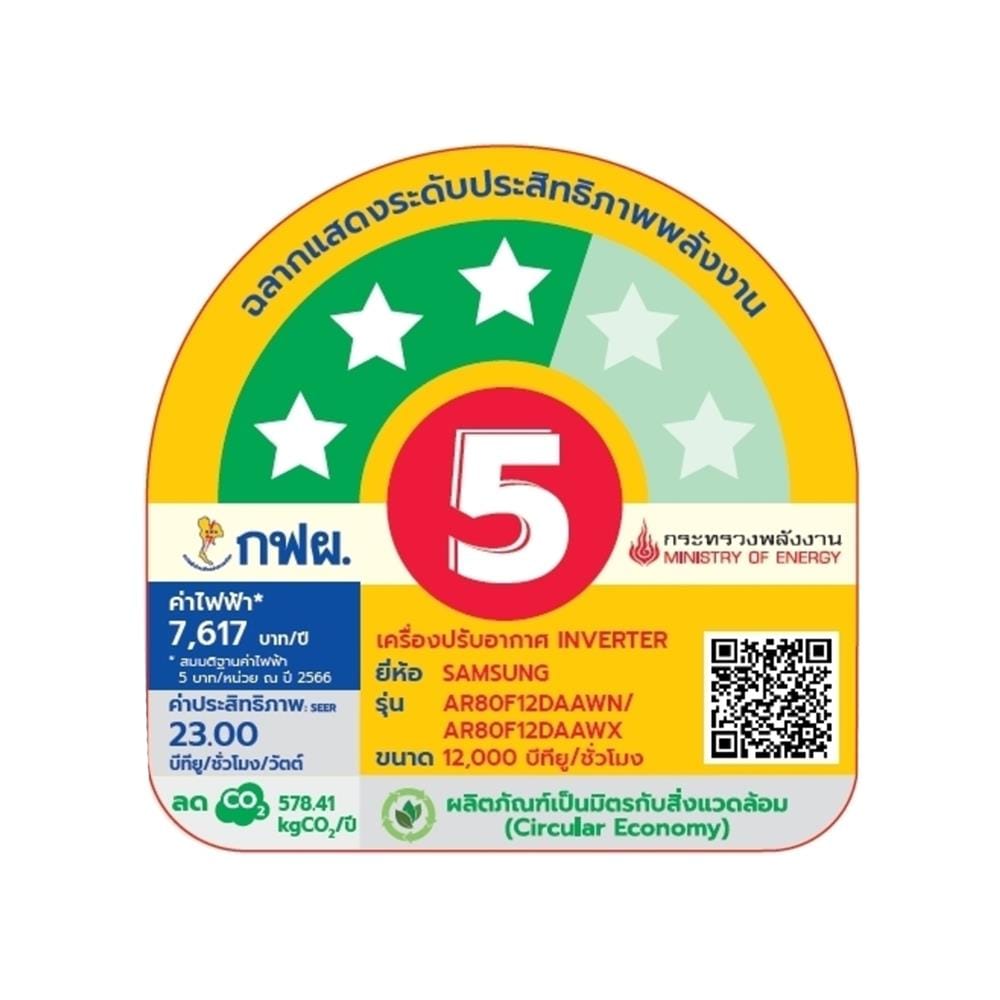 แอร์ผนัง SAMSUNG AR80F12DAAWNST 12000 บีทียู อินเวอร์เตอร์
