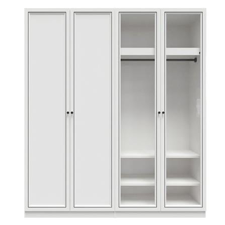 ตู้เสื้อผ้า 4 บานเปิด SB FURNITURE WARDROBE PLUS 59060308 200 ซม. สีขาว_0