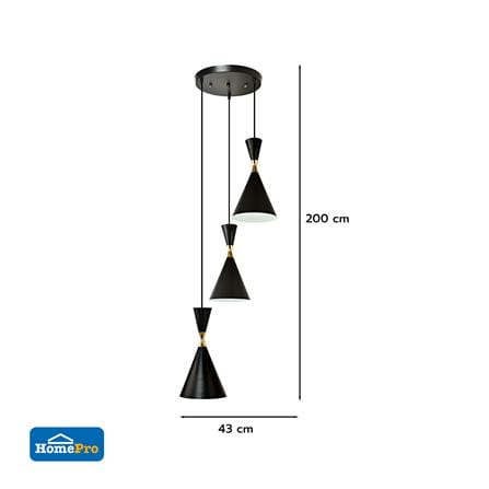 ไฟช่อ CARINI P249270-3B สีดำ/ทอง/ขาว 3 หัว_4