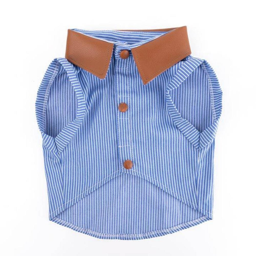 เสื้อสัตว์เลี้ยง CLAWSET DENIM ปกหนัง ไซซ์ L สีฟ้า