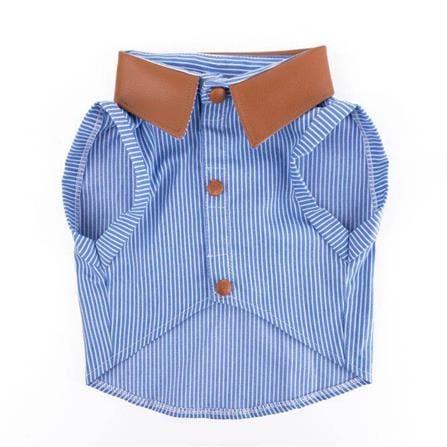 เสื้อสัตว์เลี้ยง CLAWSET DENIM ปกหนัง ไซซ์ L สีฟ้า_0