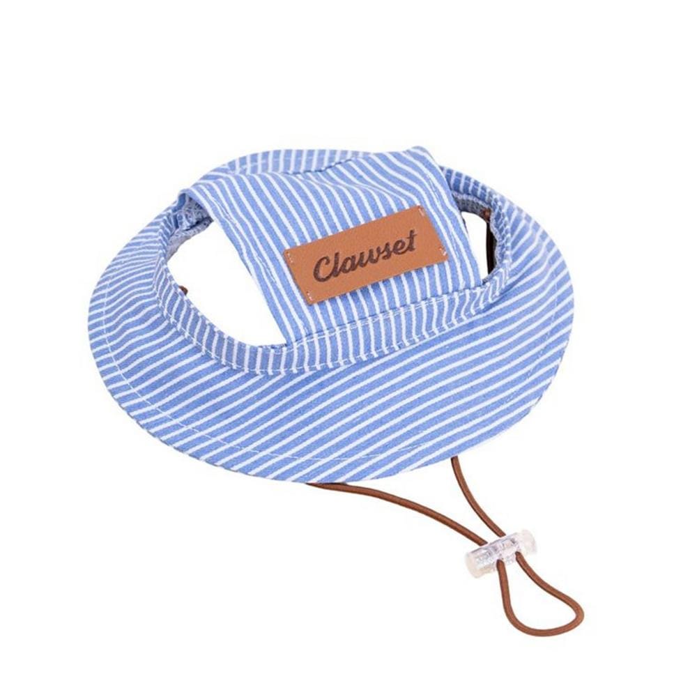หมวกสัตว์เลี้ยง CLAWSET DENIM ลายทาง ไซซ์ S สีฟ้า