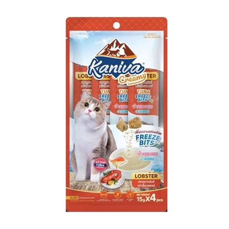 ขนมแมวเลีย KANIVA CREAMY ปลาทูน่าครีมมี่หน้าล็อบสเตอร์ 15 ก. (แพ็ก 4 ซอง)_0
