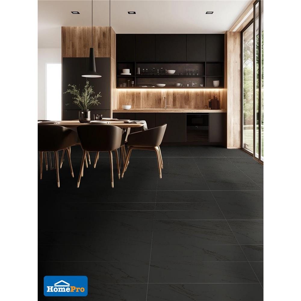 กระเบื้องพื้นพอร์ซเลน 30x60 ซม. CERGRES ซาโมเน่ ดำ A 1.44 ตร.ม.