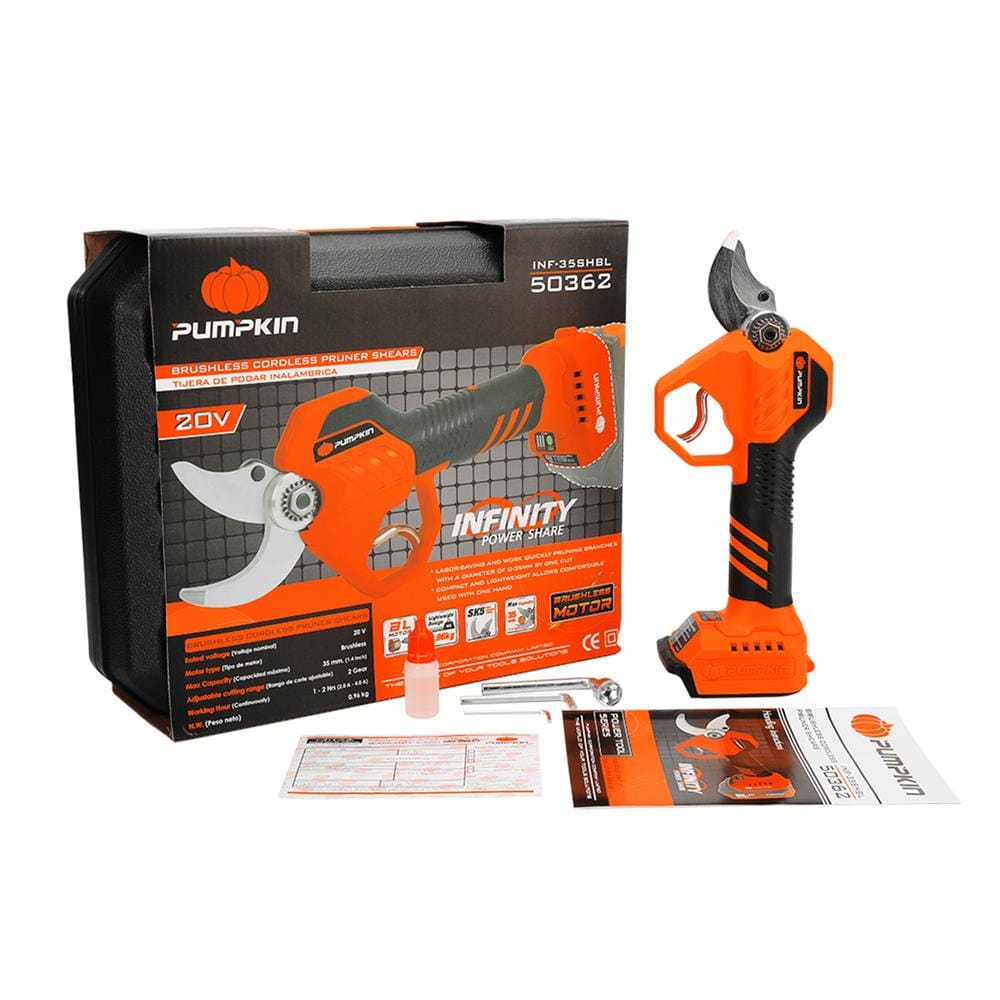 กรรไกรตัดกิ่งไร้สาย PUMPKIN INF-35SH 20 โวลต์ (เครื่องเปล่าไม่รวมแบต)