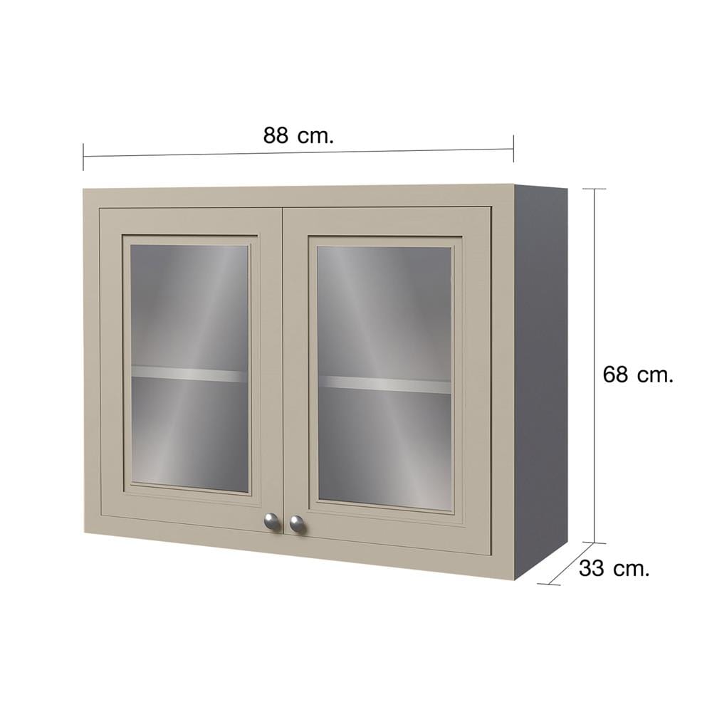 ตู้แขวนบานกระจกคู่ CABIN SANDY 88x68 ซม. สีเบจ