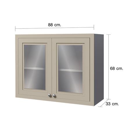 ตู้แขวนบานกระจกคู่ CABIN SANDY 88x68 ซม. สีเบจ_4