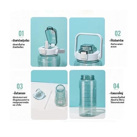 กระบอกน้ำพลาสติก TRITAN HANSEN 2 ลิตร สีดำ_2