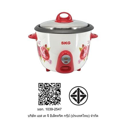 หม้อหุงข้าวธรรมดา SKG SK-282 2.8 ลิตร สีขาว/แดง_6