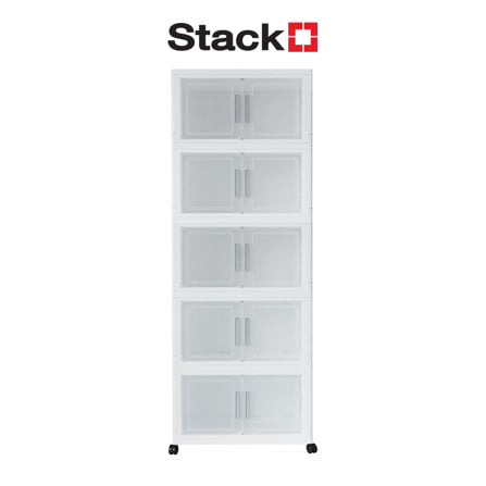 กล่องบานเปิดพับได้ 5 ชั้น STACKO 64X38X174 ซม. สีขาว_1