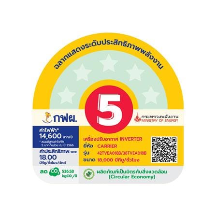 แอร์ผนัง CARRIER 42TVEA018B 18000 บีทียู อินเวอร์เตอร์_5