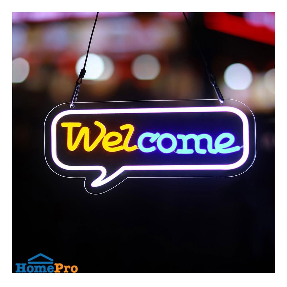 ป้ายไฟ LED CARINI MS24021 WELCOME สีเหลือง/น้ำเงิน